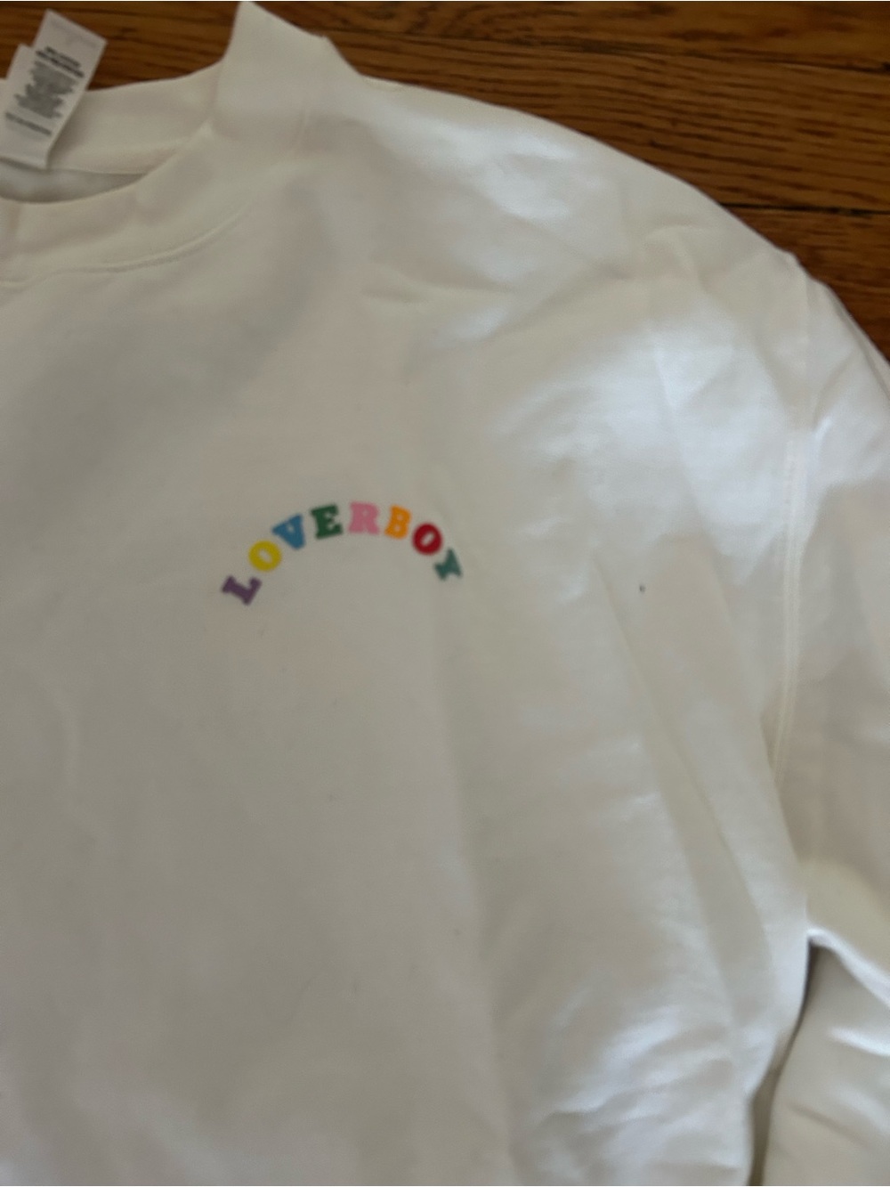 Adults White 'LOVERBOY' Rainbow Logo Sweatshirt